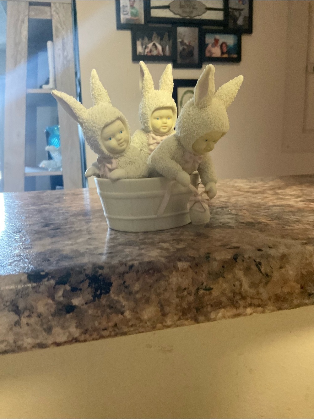 Department 56 White Bunny Trio in White Tub Figurine
